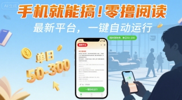 手机就能搞！零撸阅读挂G，最新平台，一键自动运行，随时随地挣，单日50-3张+【揭秘】-网创前栈