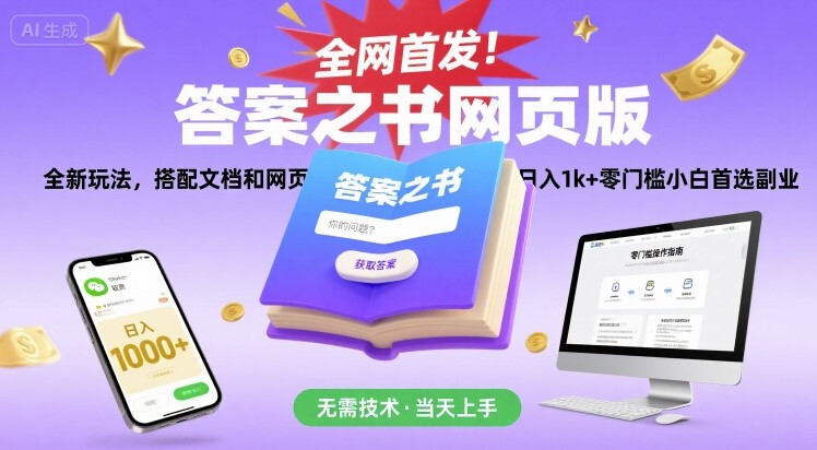 全网首发！答案之书网页版，全新玩法，搭配文档和网页，日入1k+零门槛小白首选副业【揭秘】-网创前栈