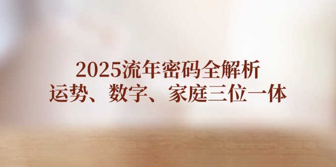 （14466期）2025流年密码全解析，运势、数字、家庭三位一体-网创前栈