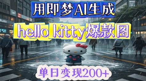 用即梦AI生成Hello Kitty爆款图，单日变现2张-网创前栈