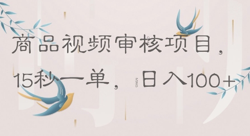 商品视频审核项目，15秒一单，日入100+-网创前栈