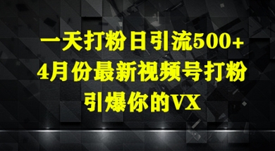 一天打粉日引流500+，4月份最新视频号打粉，引爆你的微信-网创前栈