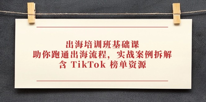 （14555期）出海培训班基础课，助你跑通出海流程，实战案例拆解，含 TikTok 榜单资源-网创前栈