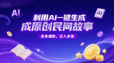 利用AI一键生成原创民间故事，无限制生成，条条爆款，日入多张-网创前栈