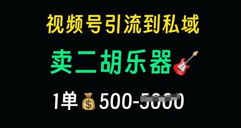视频号引流到私域卖二胡乐器，1单利润5张，长期稳定项目-网创前栈