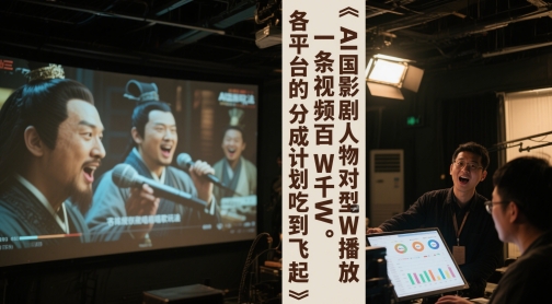 AI三国影视剧人物对口型唱歌玩法，一条视频百W千W播放，各平台的分成计划吃到飞起-网创前栈