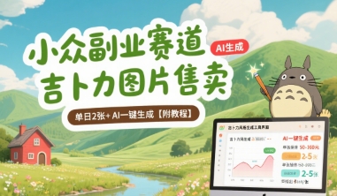 小众副业赛道 吉卜力图片售卖 单日2张+ AI一键生成【附教程】-网创前栈