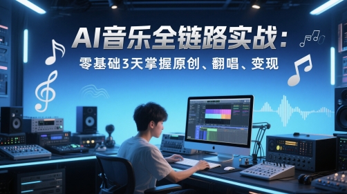 AI音乐全链路实战变现课：零基础3天掌握原创、翻唱、变现-网创前栈