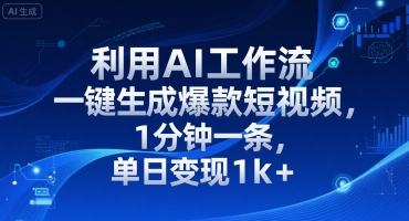 利用AI工作流一键生成爆款短视频，1分钟一条，单日变现1k+-网创前栈