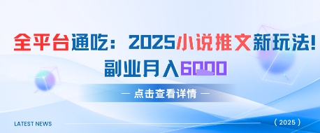 全平台通吃：2025小说推文新玩法，副业月入6k-网创前栈