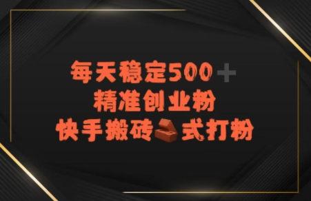 快手搬砖式打粉，每天稳定500+精准创业粉-网创前栈
