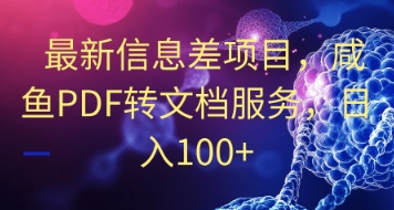 最新信息差项目，咸鱼PDF转文档服务，日入100+-网创前栈