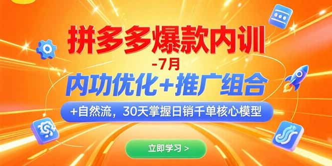 （15402期）拼多多爆款内训-7月 内功优化+推广组合+自然流 30天掌握日销千单核心模型-网创前栈