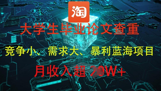 大学生毕业论文查重，暴利蓝海项目，月收入过1W+-网创前栈