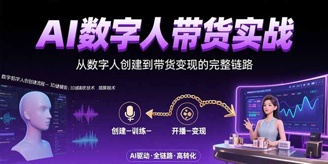 （15547期）AI数字人+带货实战：从数字人创建到带货变现的完整链路-网创前栈
