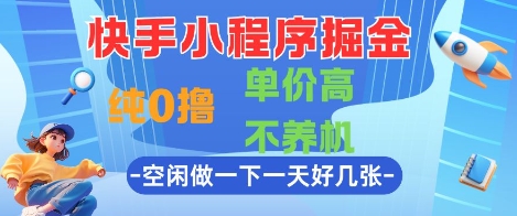 快手小程序掘金，纯0撸，单价高不养机 利用空闲时间做一做，一天好几张【揭秘】-网创前栈