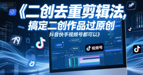 短视频二创去重剪辑法，搞定二创作品过原创，抖音快手视频号都可以-网创前栈