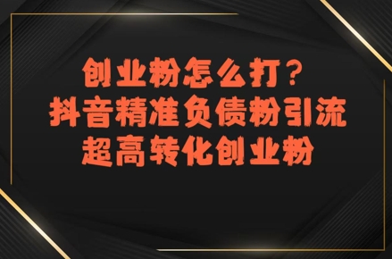 创业粉怎么打？抖音精准负债粉引流，超高转化创业粉-网创前栈