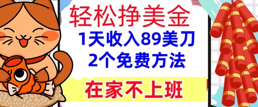 在家不上班，轻松挣美金， 1天收入89美刀，2个免费方法，懒人捡钱-网创前栈