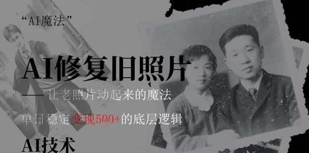 AI 魔法：让泛黄旧照变成朋友圈爆款视频，私域转化率提升50%，单日变现5张-网创前栈