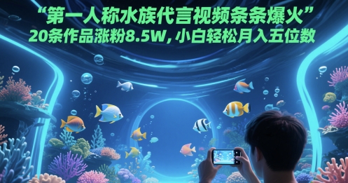 第一人称水族代言视频条条爆火，20条作品涨粉8.5W，小白轻松月入五位数-网创前栈