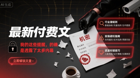 最新付费文：我的这些提醒，的确是透露了太多内幕-网创前栈