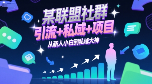 某联盟社群，引流+私域+项目，从新人小白到私域大神-网创前栈