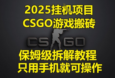 2025挂G项目，CSGO游戏搬砖，保姆级拆解教程，只用手机就可操作【揭秘】-网创前栈