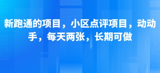 新跑通的项目，小区点评项目，动动手，每天两张，长期可做-网创前栈