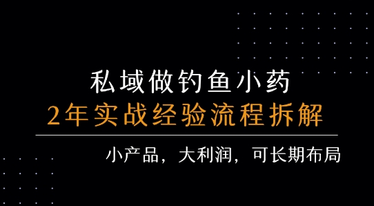 私域做钓鱼小药 每单利润3张+ 详细流程拆解-网创前栈
