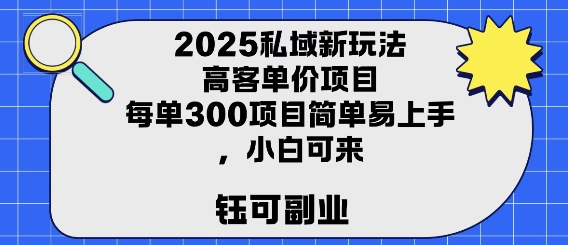 2025私域新玩法高客单价，每单3张操作简单，小白可轻松上手-网创前栈