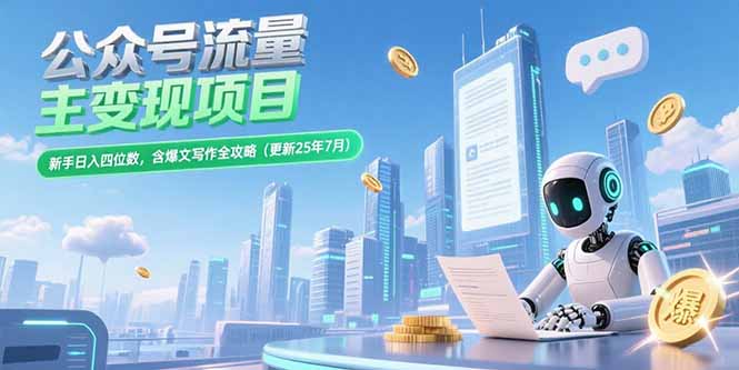 （15340期）公众号流量主变现项目，新手日入四位数，含爆文写作全攻略(更新25年7月)-网创前栈