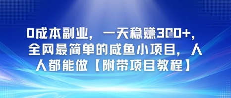 0成本副业，一天稳入3张，全网最简单的咸鱼小项目，人人都能做【附带项目教程】-网创前栈