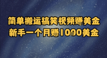简单搬运搞笑视频挣美金，新手一个月入1k美金-网创前栈