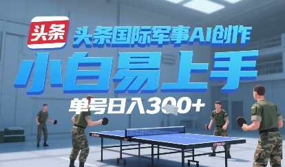 今日头条国际军事AI写作，单号每天轻松3张+-网创前栈