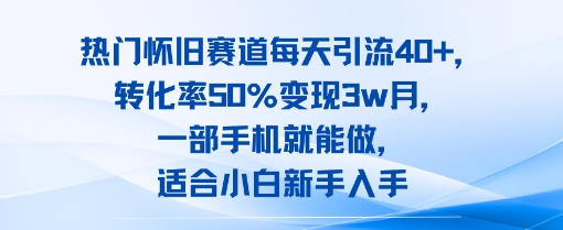 热门怀旧赛道每天引流40+，转化率50%月变现3w，一部手机就能做，适合小白新手入手-网创前栈