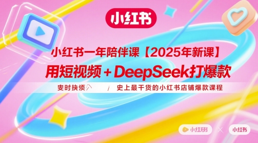 小红书一年陪伴课【2025年新课】，用短视频+deepSeek打爆款，史上最干货的小红书店铺爆款课程-网创前栈