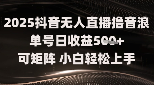 2025抖音无人直播撸音浪单号日收益5张+可矩阵，小白轻松上手-网创前栈