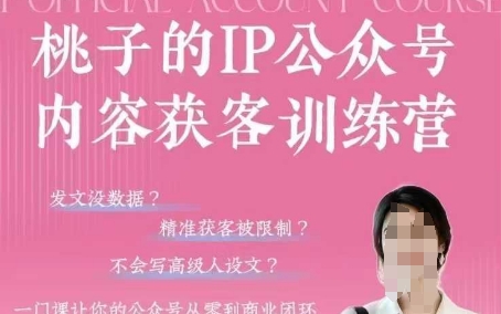 桃子IP公众号内容获客训练营(第3期)，一门让你公众号从0到商业闭环的课程-网创前栈