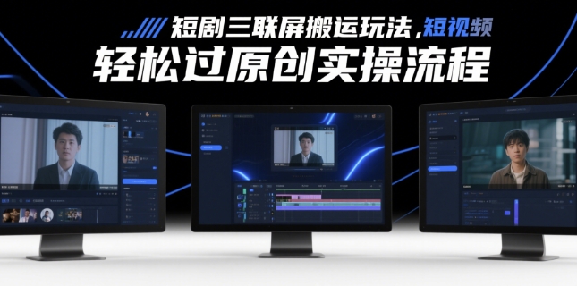 短剧三联屏搬运玩法，短剧搬运轻松过原创实操流程-网创前栈