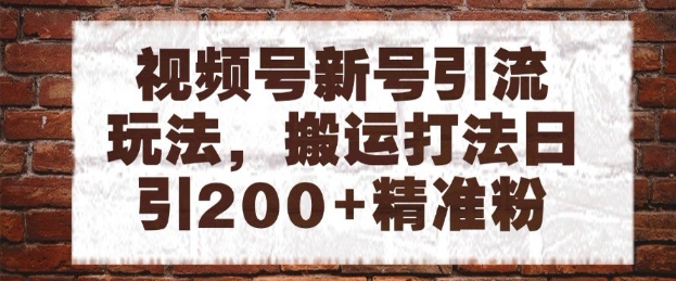 视频号新号引流玩法，搬运打法日引200+精准粉，可矩阵放大【揭秘】-网创前栈