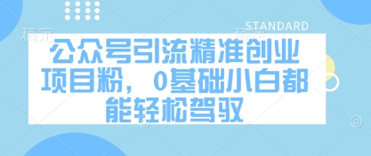 公众号引流精准创业项目粉，0基础小白都能轻松驾驭-网创前栈