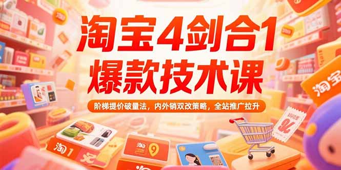 （15415期）淘宝4剑合1爆款技术课，阶梯提价破量法，内外销双改策略，全站推广拉升-网创前栈