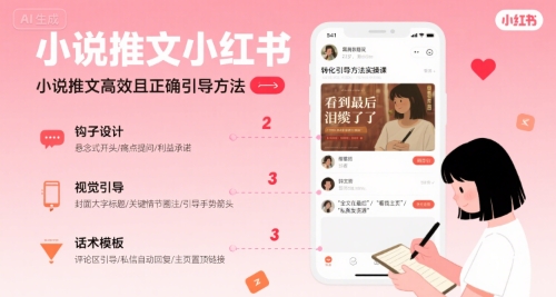 小说推文小红书高转化引导方法实操课，小说推文高效且正确引导方法-网创前栈
