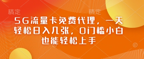 5G流量卡免费代理，一天轻松日入几张，0门槛小白也能轻松上手-网创前栈