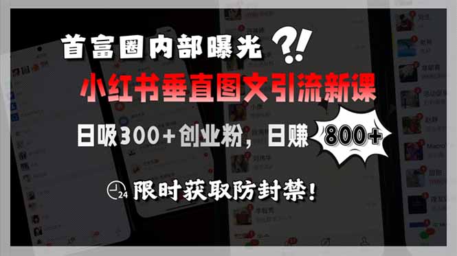 （15313期）首富圈内部曝光小红书垂直图文引流新课，日吸300+创业粉，日赚800+，限…-网创前栈