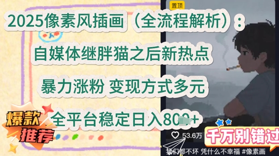 2025像素风插画(全流程解析)：自媒体继胖猫之后新热点，暴力涨粉，变现方式多元，全平台稳定日入多张-网创前栈