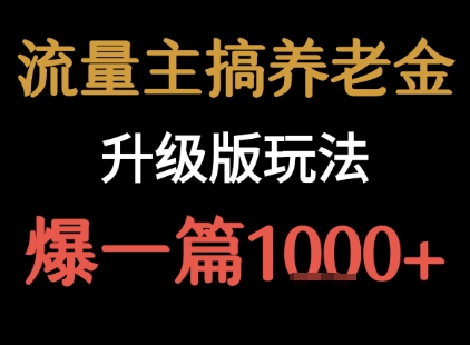 流量主之养老金升级版玩法  爆一篇收益1k+-网创前栈
