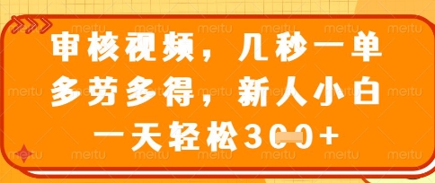 最新审核视频，几秒一单，多劳多得，新人小白一天轻松3张【揭秘】-网创前栈