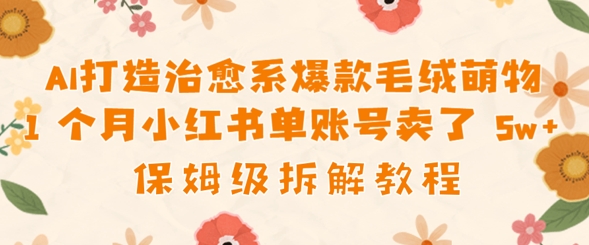 AI打造治愈系爆款毛绒萌物1个月卖了几w，保姆级项目拆解-网创前栈